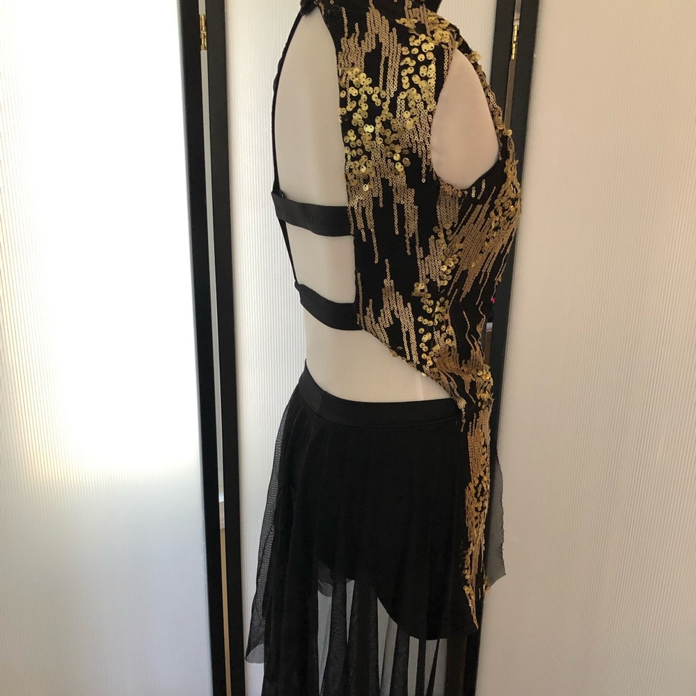 Kelle black gold dance costume lyrical adult - Picture 5 of 8